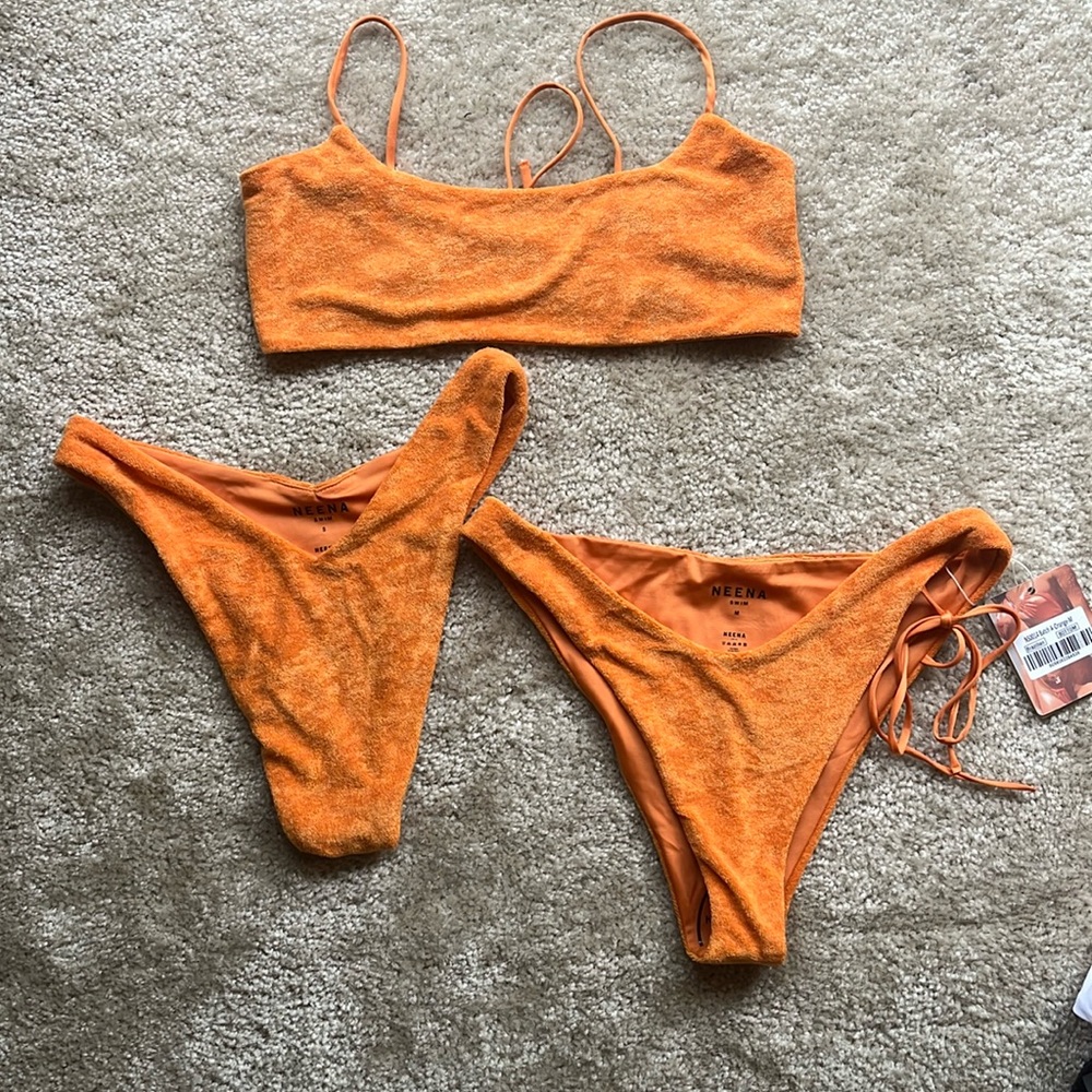 Orange terry cloth bikini